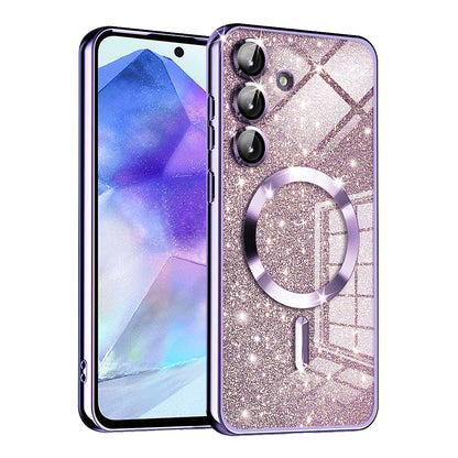 MagSafe futrola za Samsung Galaxy A55 5G A556, Techsuit, Luxury Glitter, Svetlo Ljubičasta