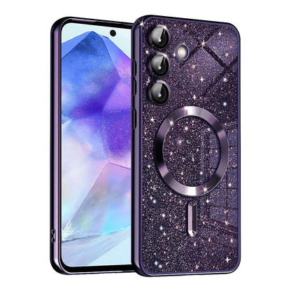 MagSafe futrola za Samsung Galaxy A55 5G A556, Techsuit, Luxury Glitter, Tamno Ljubičasta