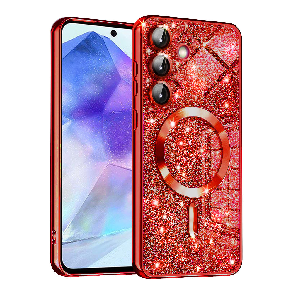 MagSafe futrola za Samsung Galaxy A55 5G A556, Techsuit, Luxury Glitter, Crvena