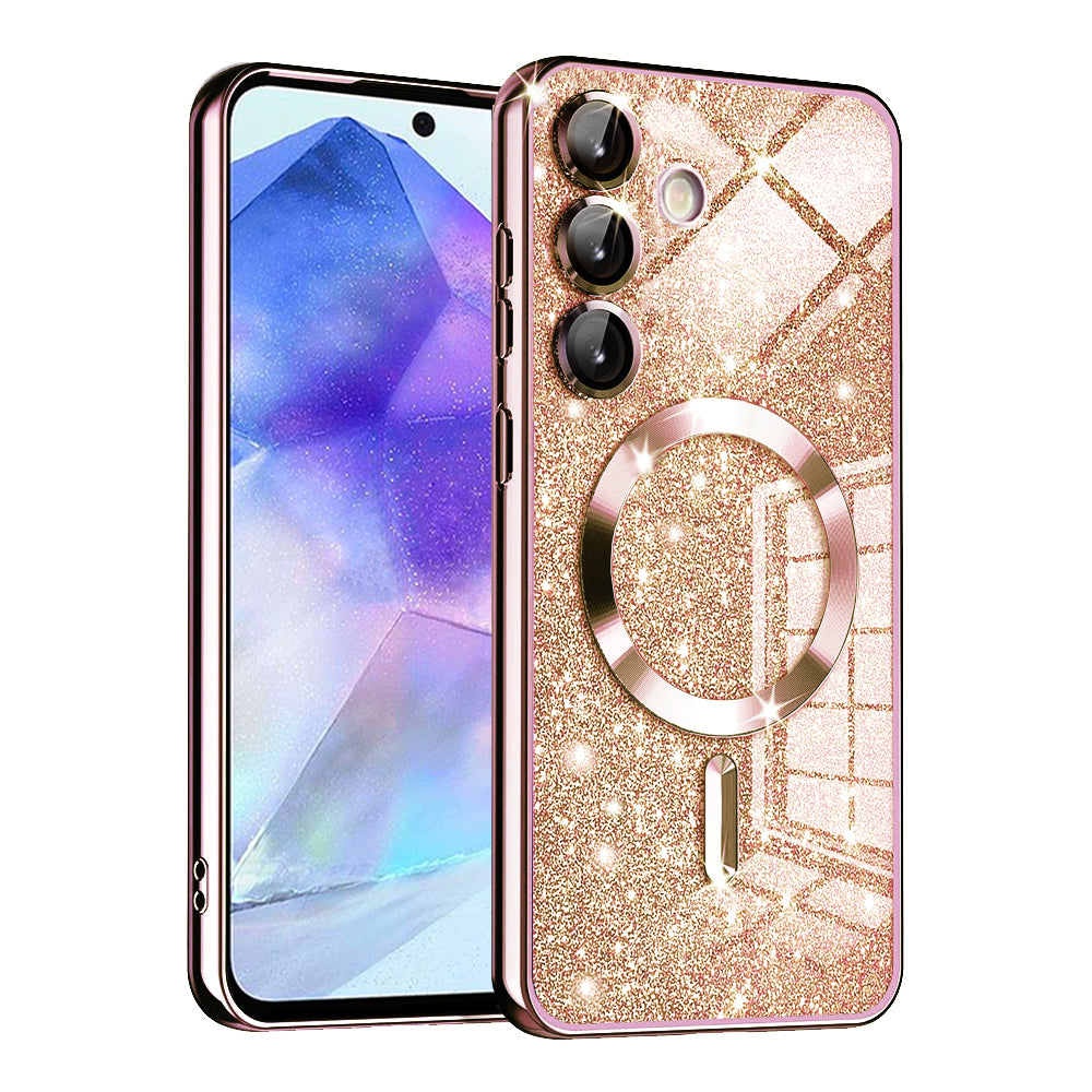 MagSafe futrola za Samsung Galaxy A55 5G A556, Techsuit, Luxury Glitter, Roze Zlatna