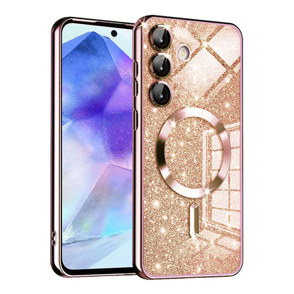 MagSafe futrola za Samsung Galaxy A55 5G A556, Techsuit, Luxury Glitter, Roze Zlatna