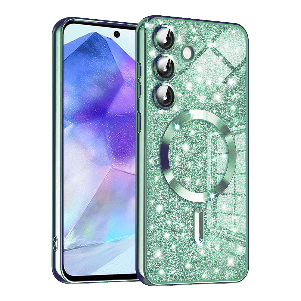 MagSafe futrola za Samsung Galaxy A55 5G A556, Techsuit, Luxury Glitter, Svetlo Zelena