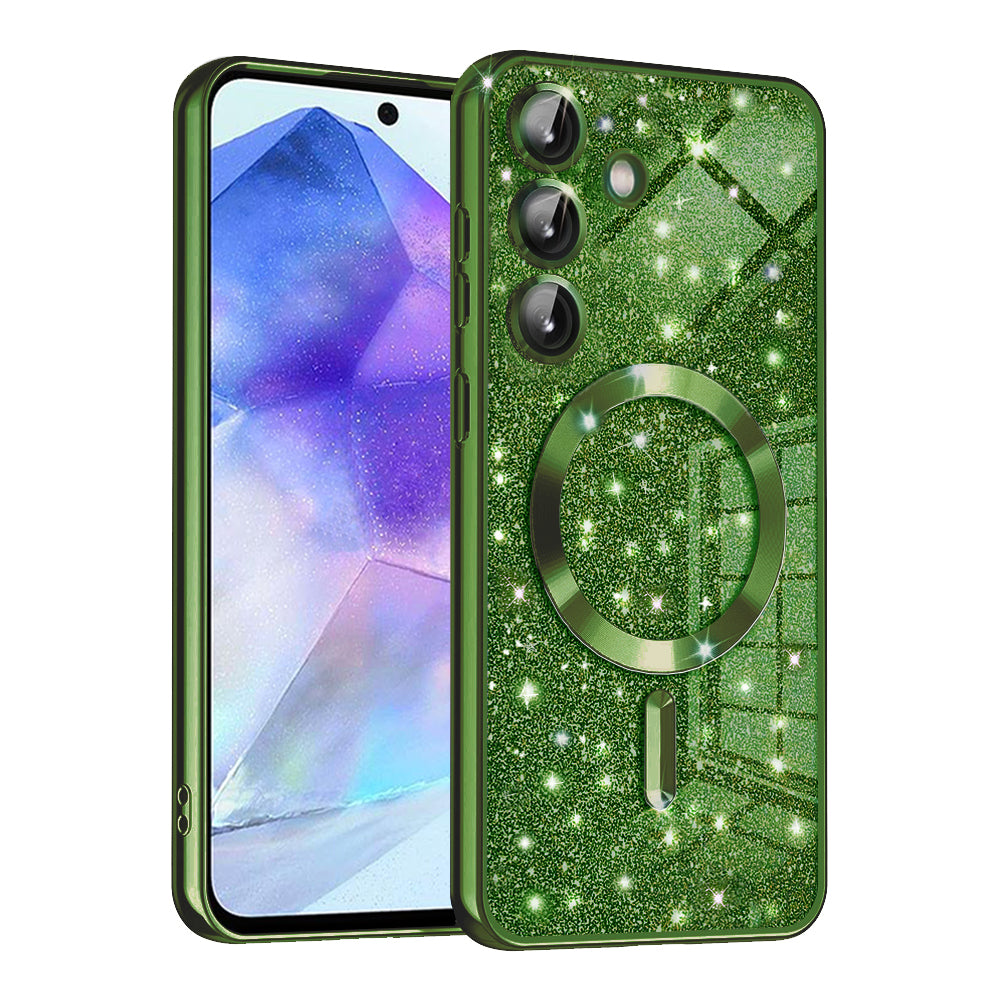 MagSafe futrola za Samsung Galaxy A55 5G A556, Techsuit, Luxury Glitter, Tamno Zelena