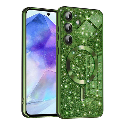 MagSafe futrola za Samsung Galaxy A55 5G A556, Techsuit, Luxury Glitter, Tamno Zelena