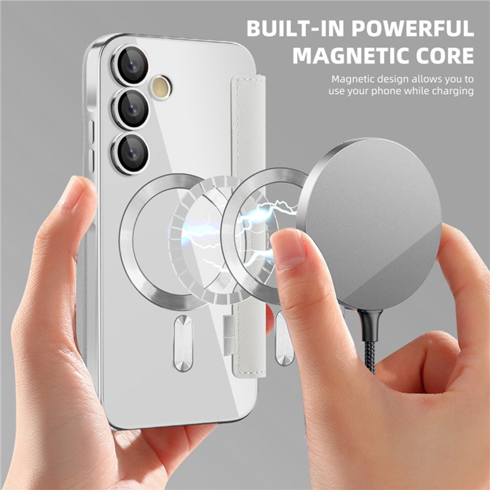 MagSafe futrola za Samsung Galaxy A55 5G A556, Techsuit, SmartMag Book, Siva