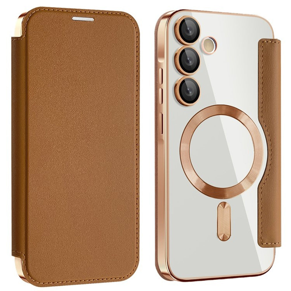 MagSafe futrola za Samsung Galaxy A55 5G A556, Techsuit, SmartMag Book, Braon