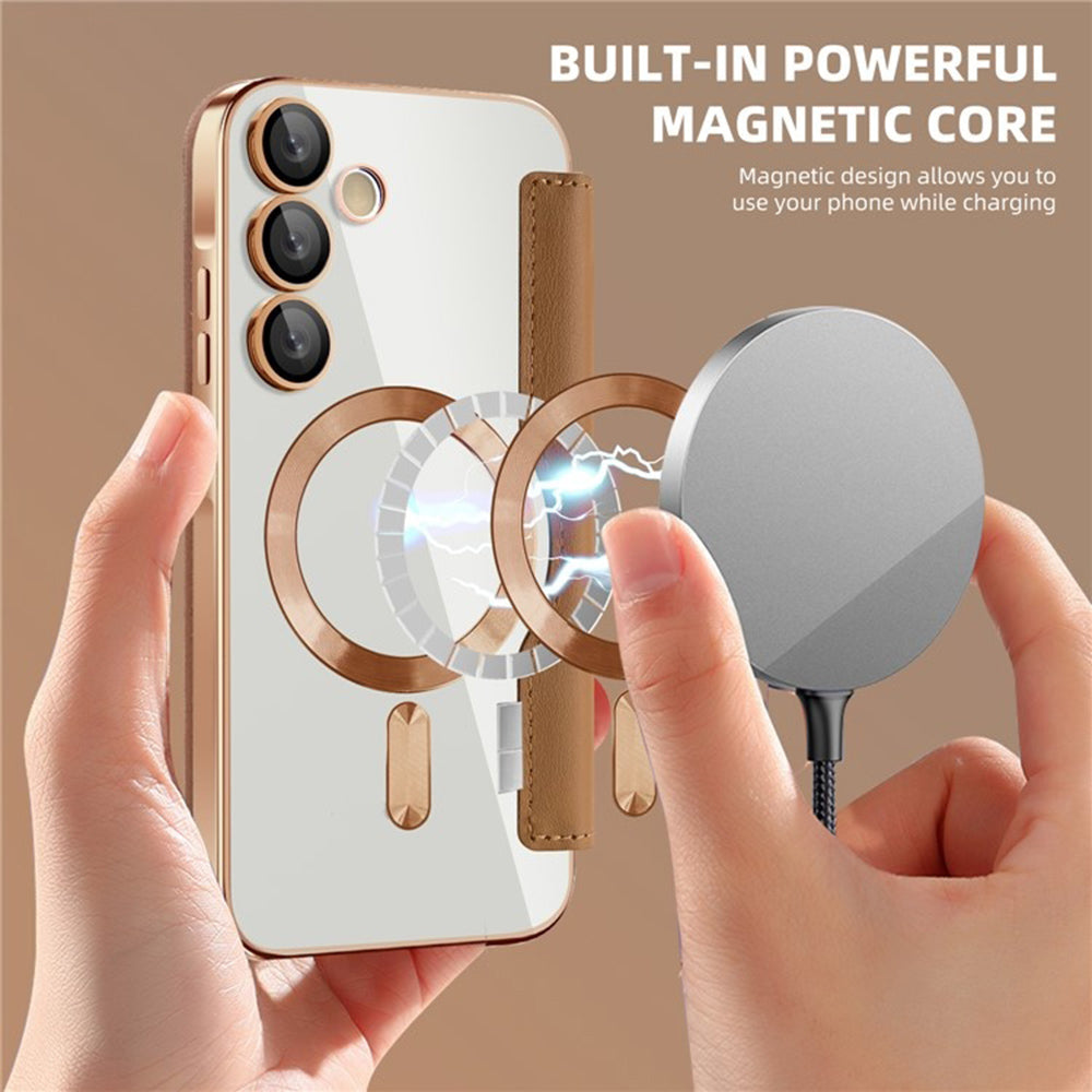 MagSafe futrola za Samsung Galaxy A55 5G A556, Techsuit, SmartMag Book, Braon