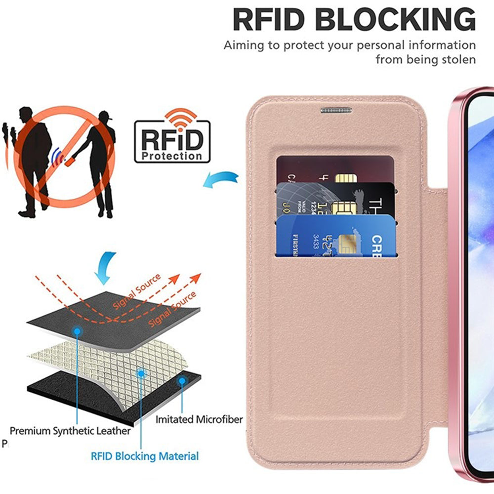 MagSafe futrola za Samsung Galaxy A55 5G A556, Techsuit, SmartMag Book, Roze