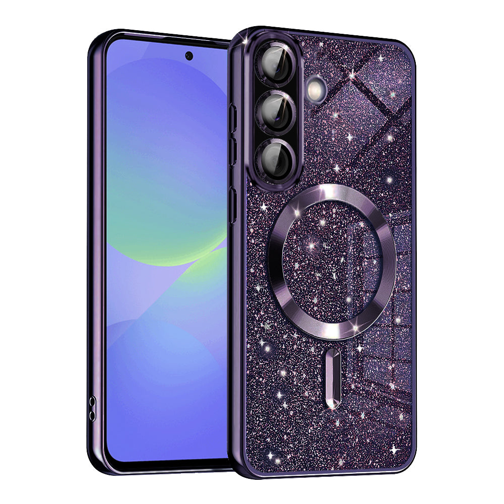 MagSafe futrola za Samsung Galaxy A56 A566 / A36 A366, Techsuit, Luxury Glitter, Tamno Ljubičasta