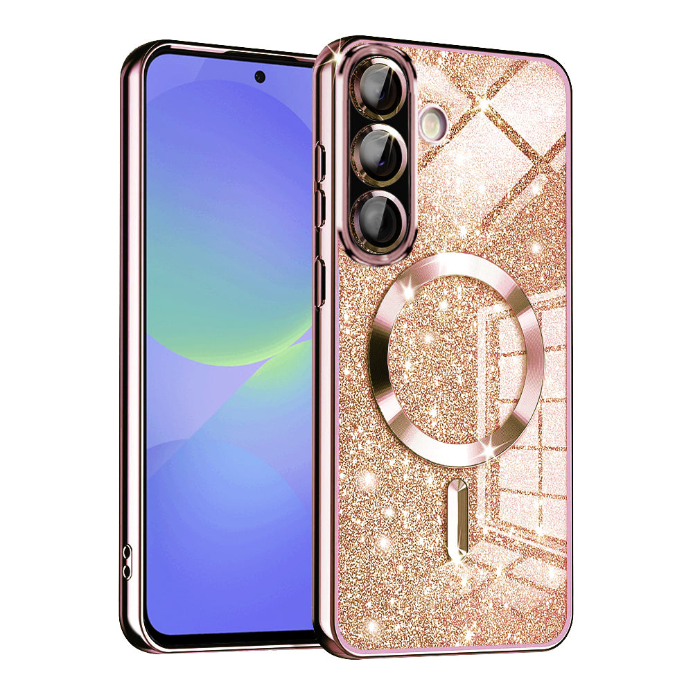 MagSafe futrola za Samsung Galaxy A56 A566 / A36 A366, Techsuit, Luxury Glitter, Roze Zlatna