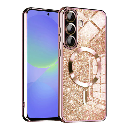 MagSafe futrola za Samsung Galaxy A56 A566 / A36 A366, Techsuit, Luxury Glitter, Roze Zlatna