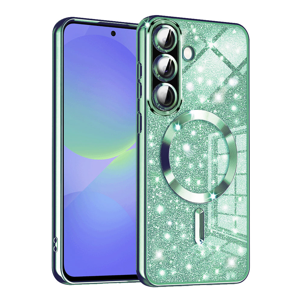MagSafe futrola za Samsung Galaxy A56 A566 / A36 A366, Techsuit, Luxury Glitter, Svetlo Zelena