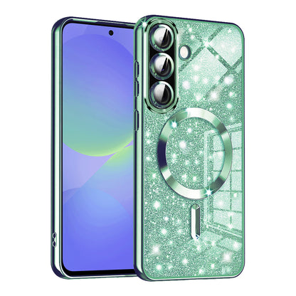 MagSafe futrola za Samsung Galaxy A56 A566 / A36 A366, Techsuit, Luxury Glitter, Svetlo Zelena