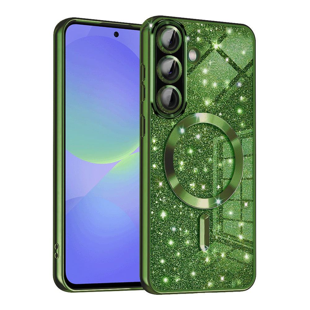 MagSafe futrola za Samsung Galaxy A56 A566 / A36 A366, Techsuit, Luxury Glitter, Tamno Zelena