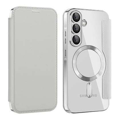 MagSafe futrola za Samsung Galaxy A56 A566, Techsuit, SmartMag Book, Siva