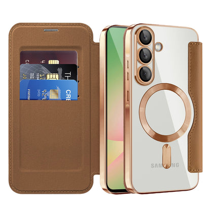 MagSafe futrola za Samsung Galaxy A56 A566, Techsuit, SmartMag Book, Braon