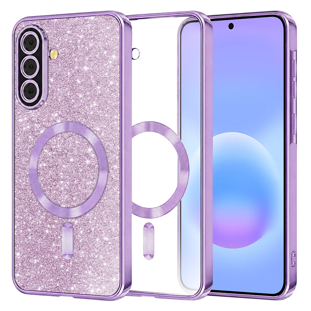 MagSafe futrola za Samsung Galaxy A57 5G, Techsuit, Luxury Glitter, Svetlo Ljubičasta