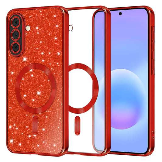 MagSafe futrola za Samsung Galaxy A57 5G, Techsuit, Luxury Glitter, Crvena