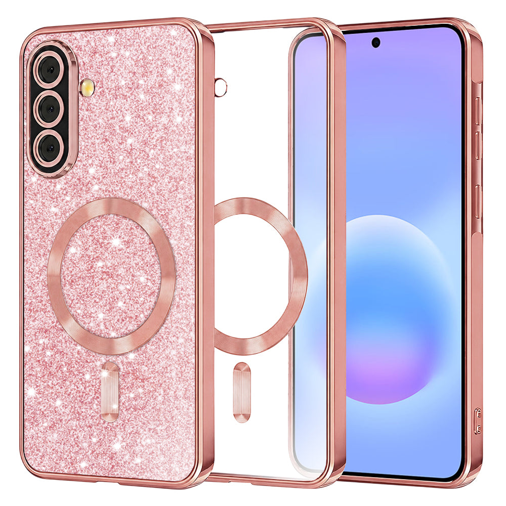 MagSafe futrola za Samsung Galaxy A57 5G, Techsuit, Luxury Glitter, Roze Zlatna