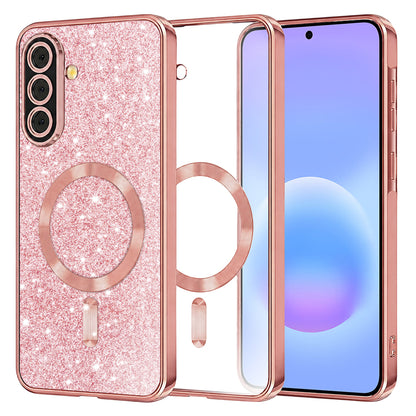 MagSafe futrola za Samsung Galaxy A57 5G, Techsuit, Luxury Glitter, Roze Zlatna