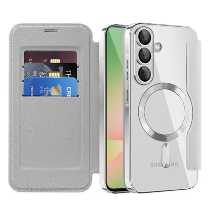 Futrola MagSafe za Samsung Galaxy A57 5G, Techsuit, SmartMag Book, Siva