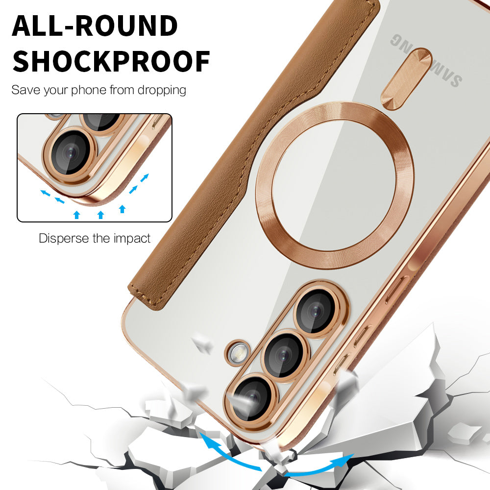 Futrola MagSafe za Samsung Galaxy A57 5G, Techsuit, SmartMag Book, Braon