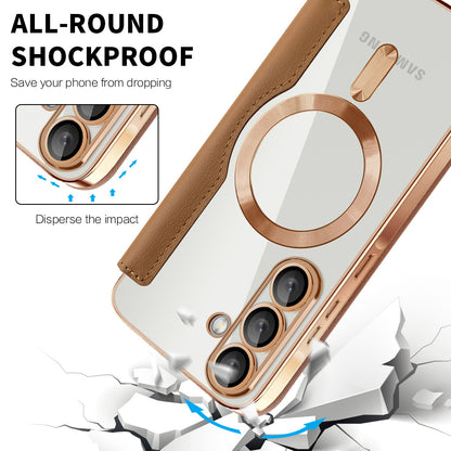 Futrola MagSafe za Samsung Galaxy A57 5G, Techsuit, SmartMag Book, Braon