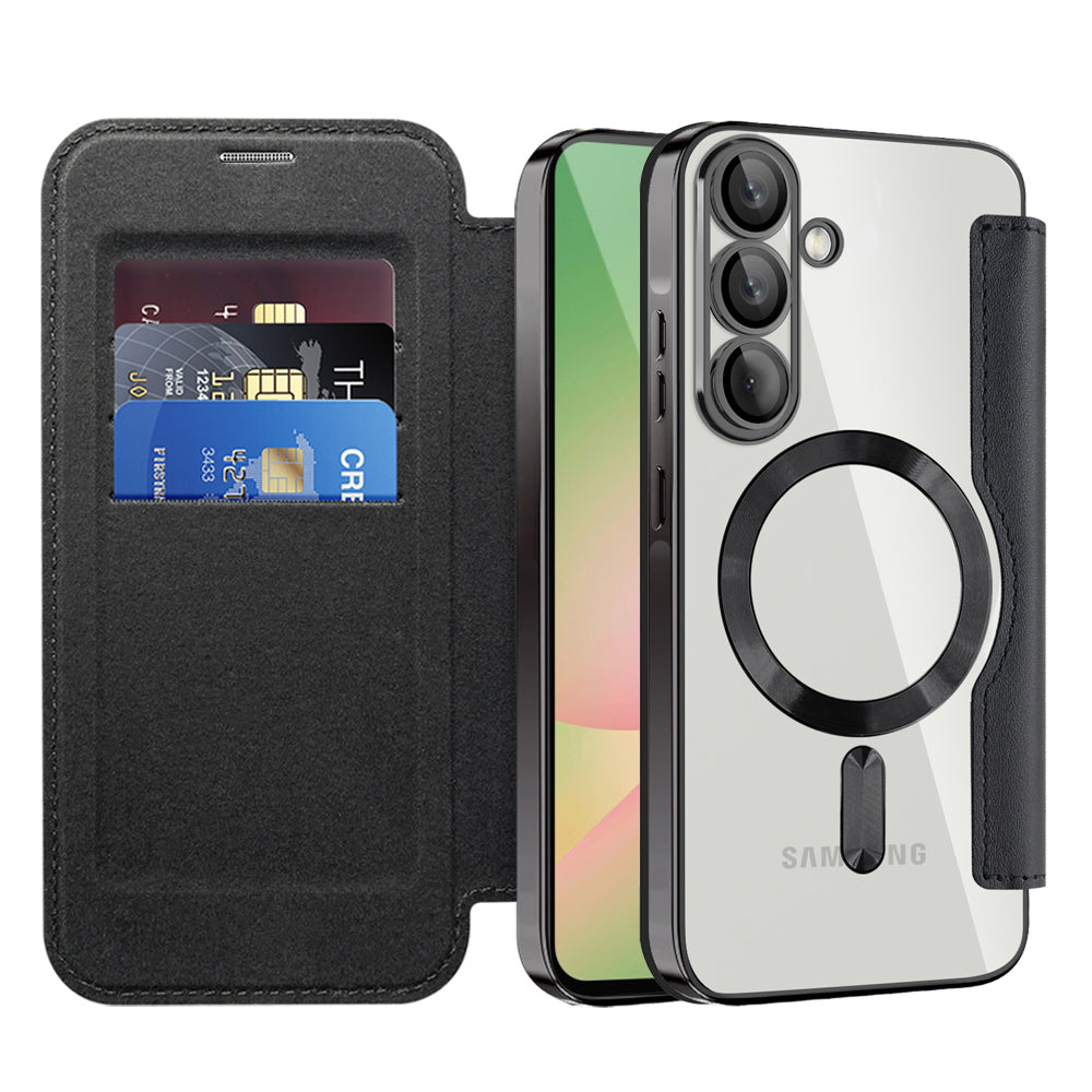 Futrola MagSafe za Samsung Galaxy A57 5G, Techsuit, SmartMag Book, Crna