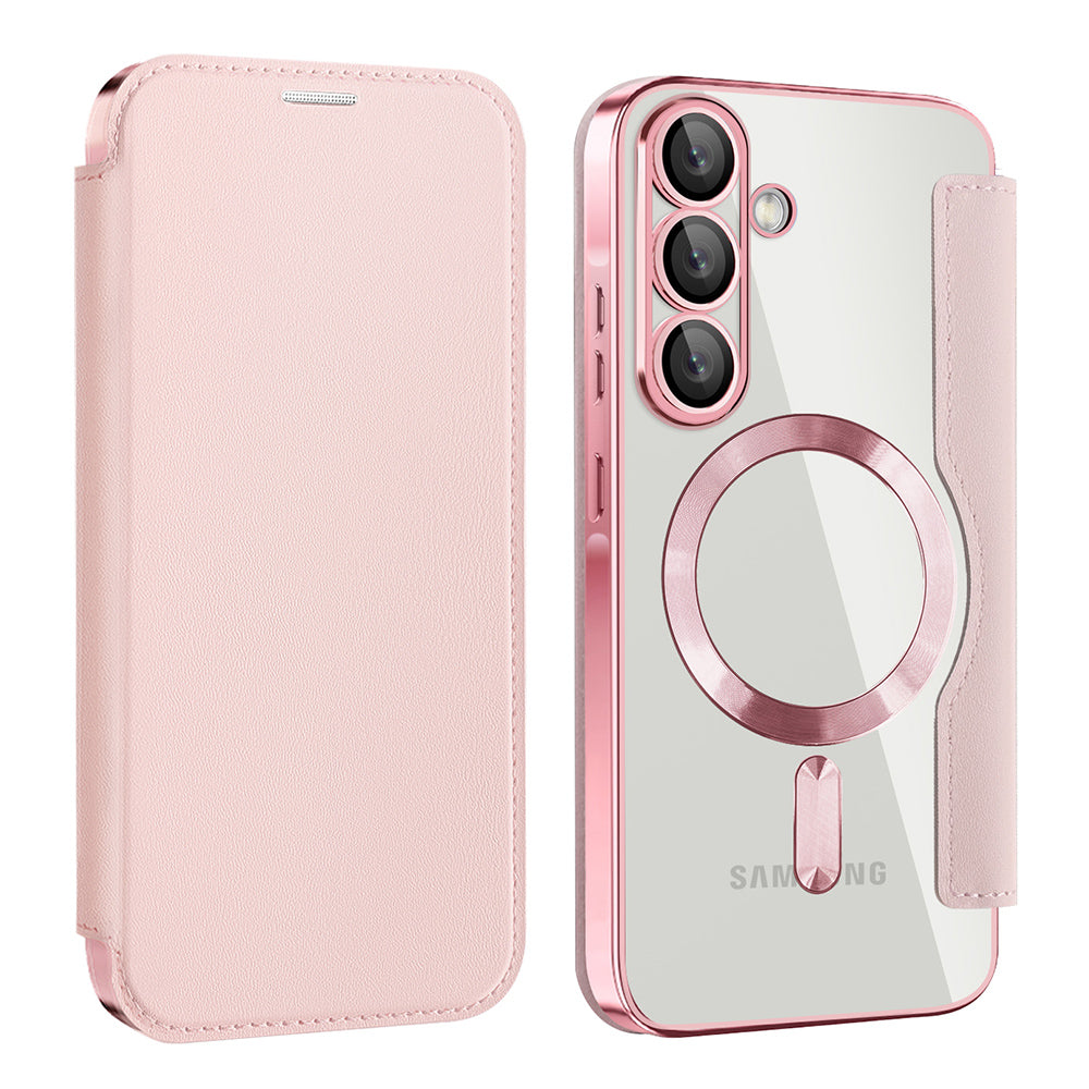 Futrola MagSafe za Samsung Galaxy A57 5G, Techsuit, SmartMag Book, Roze