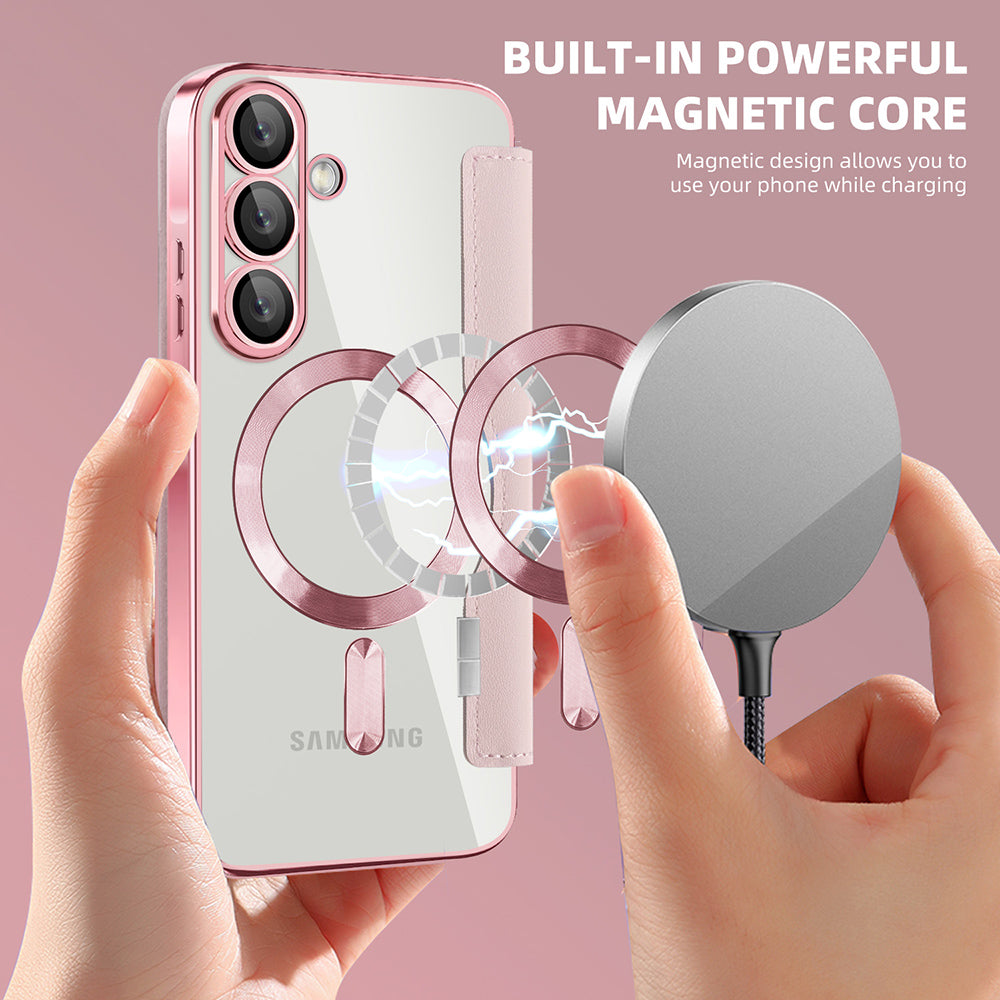 Futrola MagSafe za Samsung Galaxy A57 5G, Techsuit, SmartMag Book, Roze