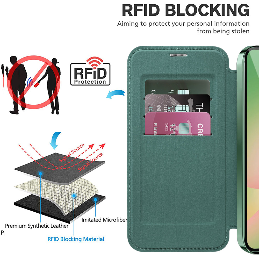 Futrola MagSafe za Samsung Galaxy A57 5G, Techsuit, SmartMag Book, Zelena