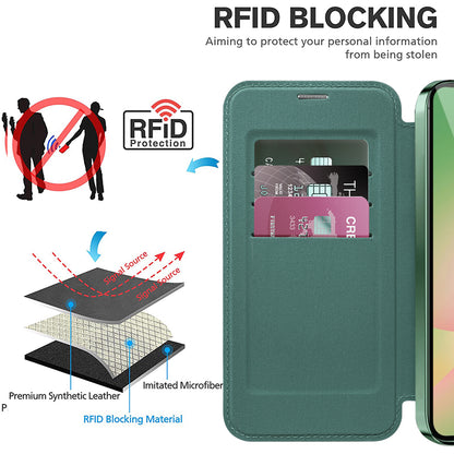 Futrola MagSafe za Samsung Galaxy A57 5G, Techsuit, SmartMag Book, Zelena