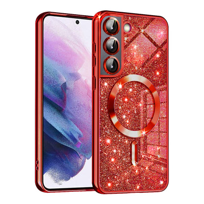 MagSafe futrola za Samsung Galaxy S21 FE 5G G990, Techsuit, Luxury Glitter, Crvena