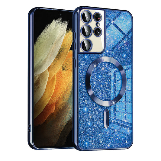 MagSafe futrola za Samsung Galaxy S21 Ultra 5G G998, Techsuit, Luxury Glitter, Tamno Plava