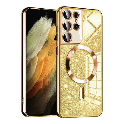 MagSafe futrola za Samsung Galaxy S21 Ultra 5G G998, Techsuit, Luxury Glitter, Zlatna