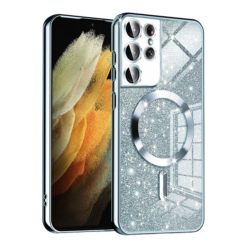 MagSafe futrola za Samsung Galaxy S21 Ultra 5G G998, Techsuit, Luxury Glitter, Plava
