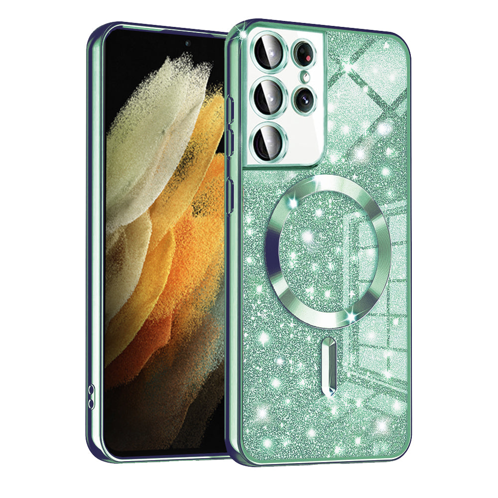 MagSafe futrola za Samsung Galaxy S21 Ultra 5G G998, Techsuit, Luxury Glitter, Svetlo Zelena