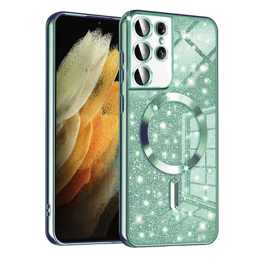 MagSafe futrola za Samsung Galaxy S21 Ultra 5G G998, Techsuit, Luxury Glitter, Svetlo Zelena