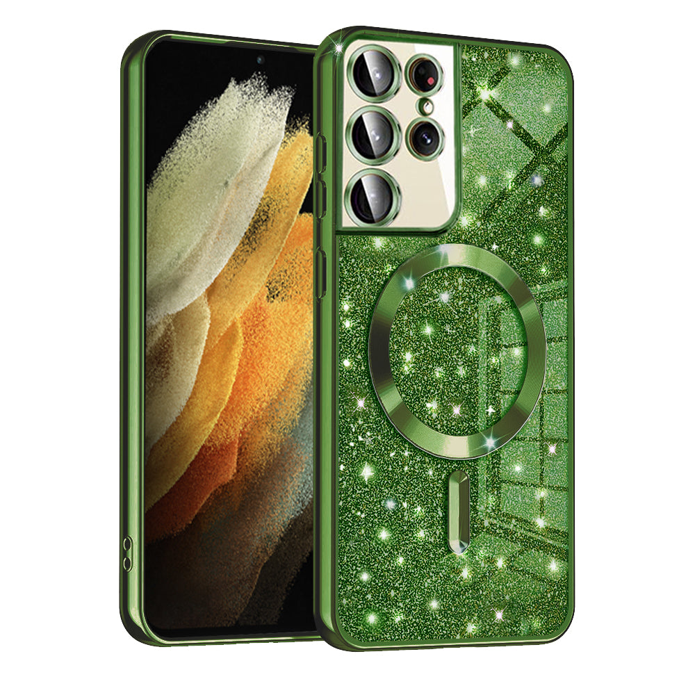 MagSafe futrola za Samsung Galaxy S21 Ultra 5G G998, Techsuit, Luxury Glitter, Tamno Zelena
