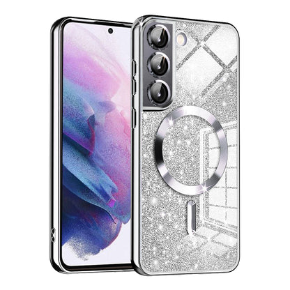 MagSafe futrola za Samsung Galaxy S22 5G S901, Techsuit, Luxury Glitter, Srebrna