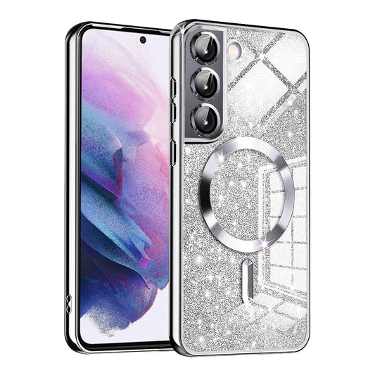MagSafe futrola za Samsung Galaxy S22 5G S901, Techsuit, Luxury Glitter, Srebrna