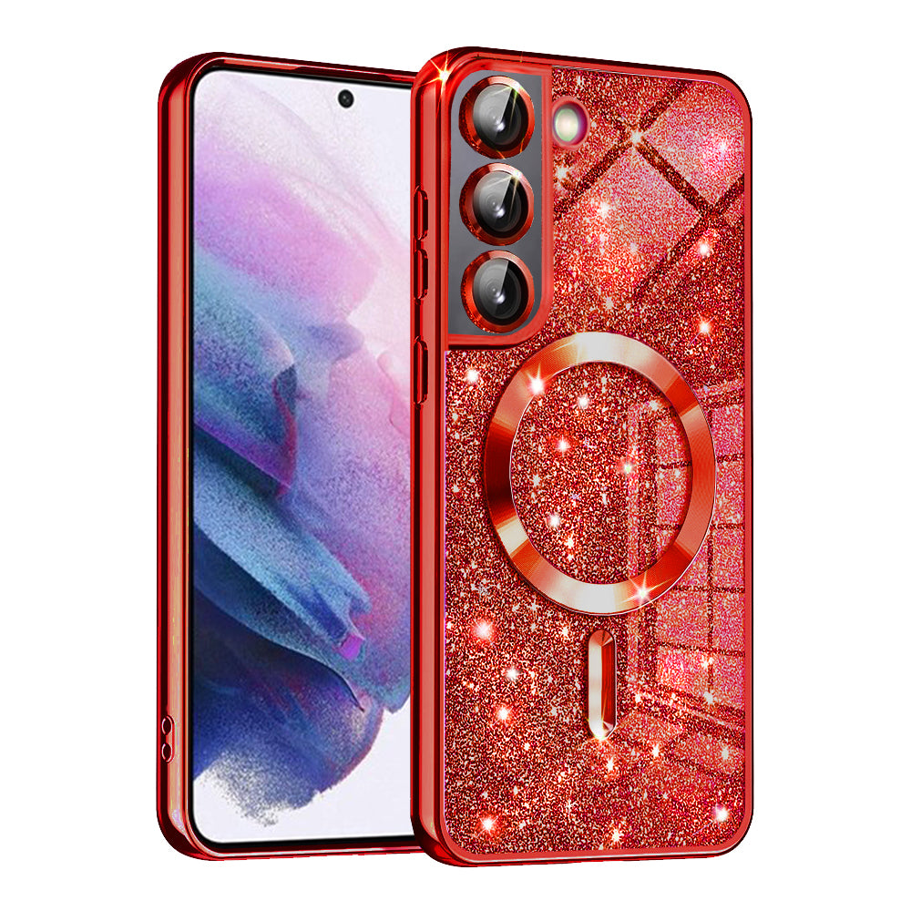 MagSafe futrola za Samsung Galaxy S22 5G S901, Techsuit, Luxury Glitter, Crvena