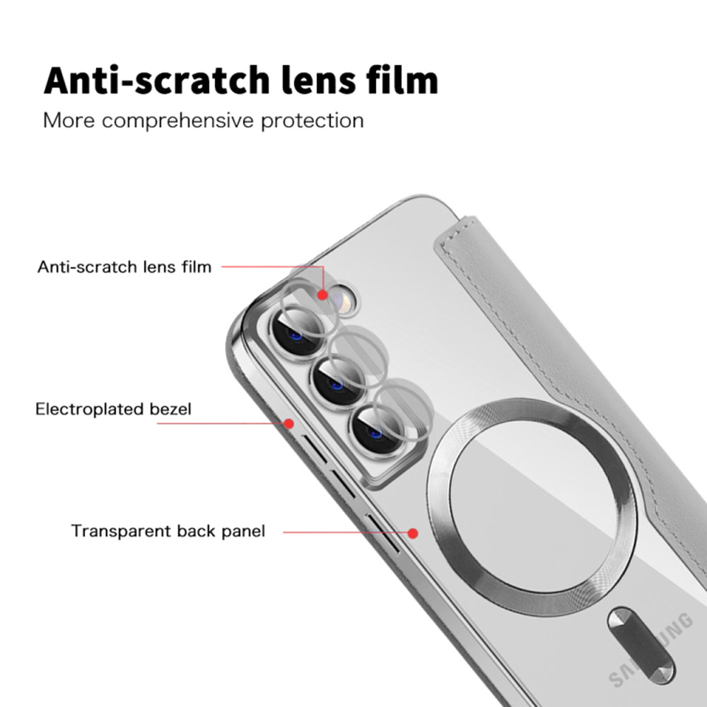 MagSafe futrola za Samsung Galaxy S22+ 5G S906, Techsuit, SmartMag Book, Siva