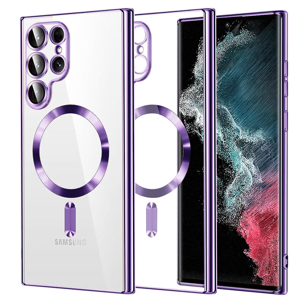 MagSafe futrola za Samsung Galaxy S22 Ultra 5G S908, Techsuit, Luxury Crystal, Svetlo Ljubičasta