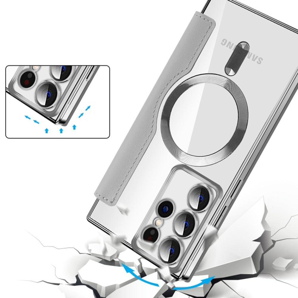 MagSafe futrola za Samsung Galaxy S22 Ultra 5G S908, Techsuit, SmartMag Book, Siva