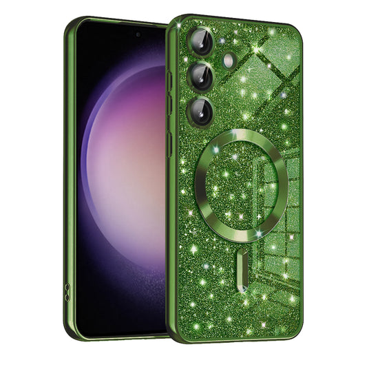 MagSafe futrola za Samsung Galaxy S23 FE S711, Techsuit, Luxury Glitter, Tamno Zelena