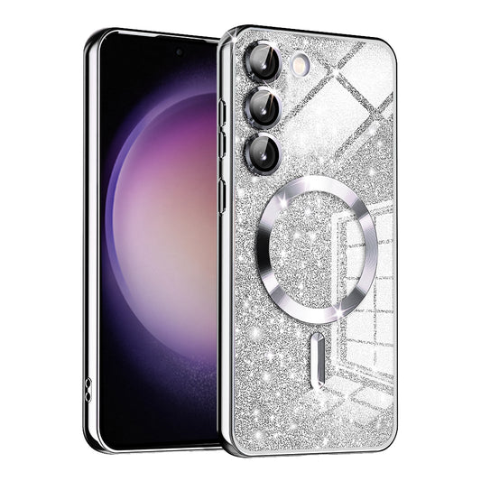 MagSafe futrola za Samsung Galaxy S23+ S916, Techsuit, Luxury Glitter, Srebrna