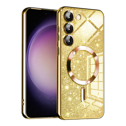 MagSafe futrola za Samsung Galaxy S23 S911, Techsuit, Luxury Glitter, Zlatna