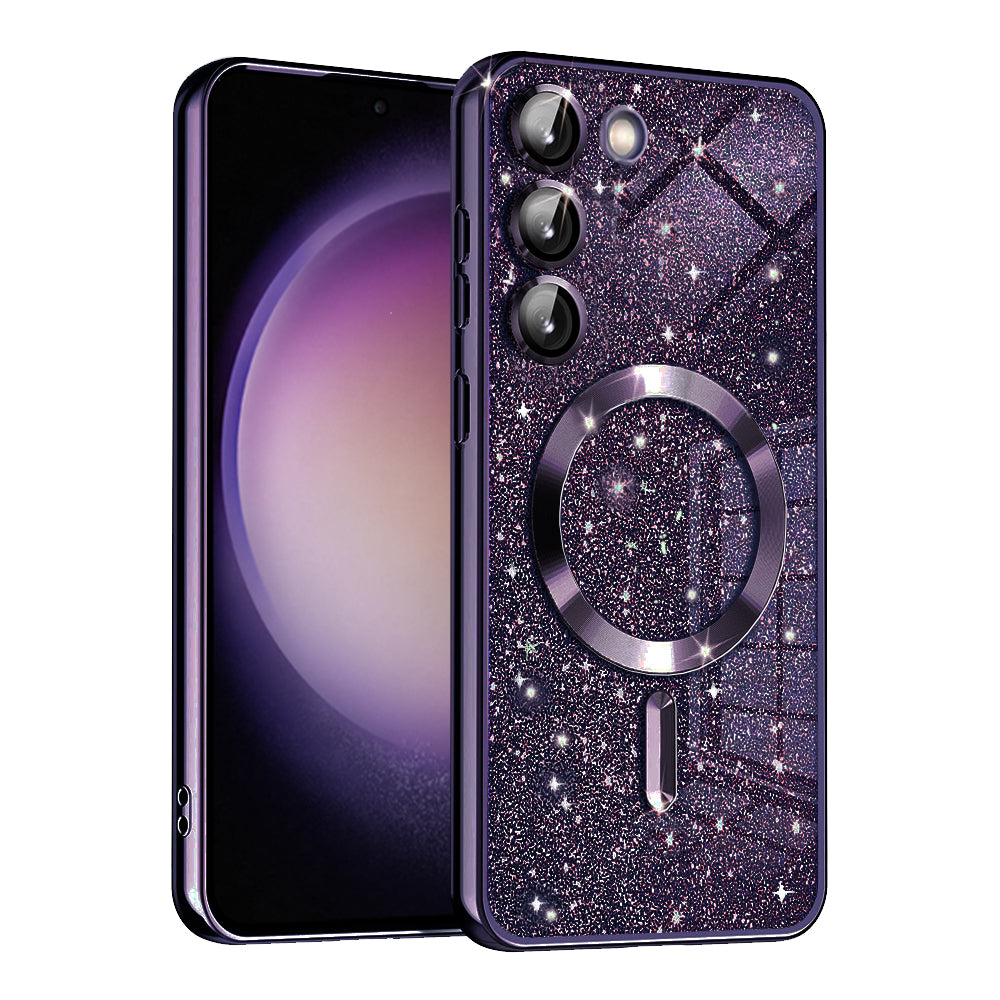 MagSafe futrola za Samsung Galaxy S23 S911, Techsuit, Luxury Glitter, Tamno Ljubičasta