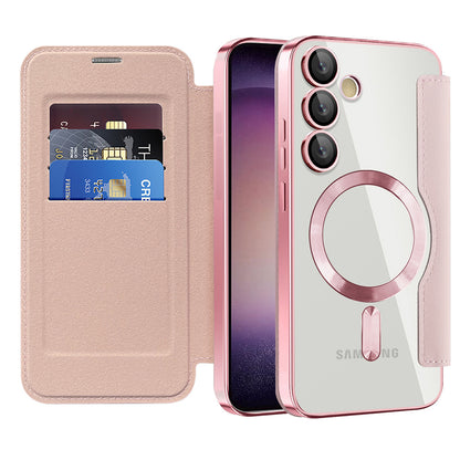 MagSafe futrola za Samsung Galaxy S23 S911, Techsuit, SmartMag Book, Roze